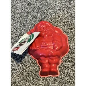 Vintage 1990 Red‎ Santa Holiday Jello Mold Gelatin Plastic Kitchen Dessert